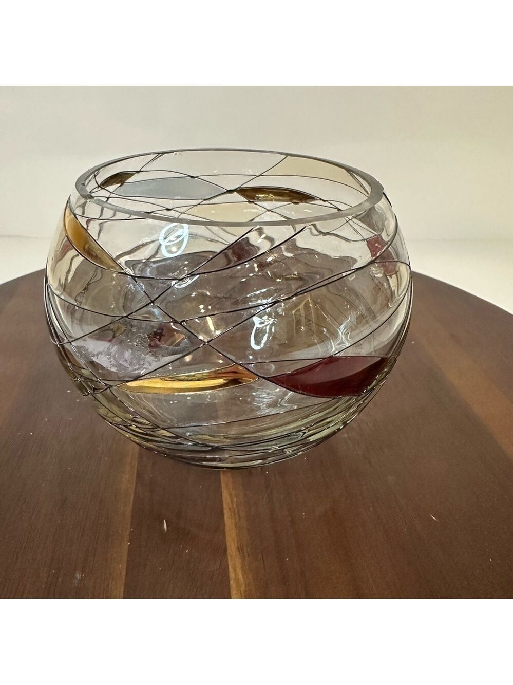 Vintage PartyLite Mosaic Calypso Glass Candle Holder / Decorative Bowl